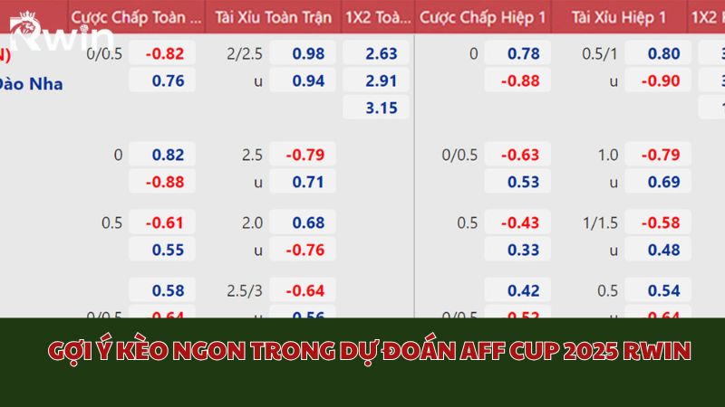 Gợi ý kèo ngon trong dự đoán AFF Cup 2026 Rwin