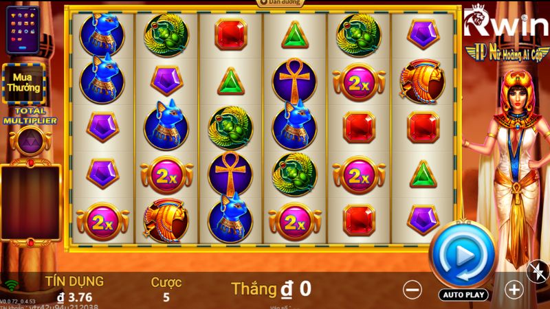 Bảng thanh toán trong game Nổ hũ nữ hoàng Ai Cập Rwin